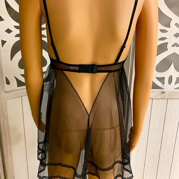 Native Intimates Black Sheer Neglige Size 34B Lingerie Babydoll - Picture 6 of 9